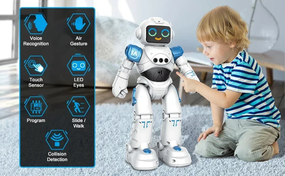 RC Robot Toy Gift for Kids Smart Talking Voice Remote Control Robot Gesture Sensing Emo Robot Toy Boys Girls