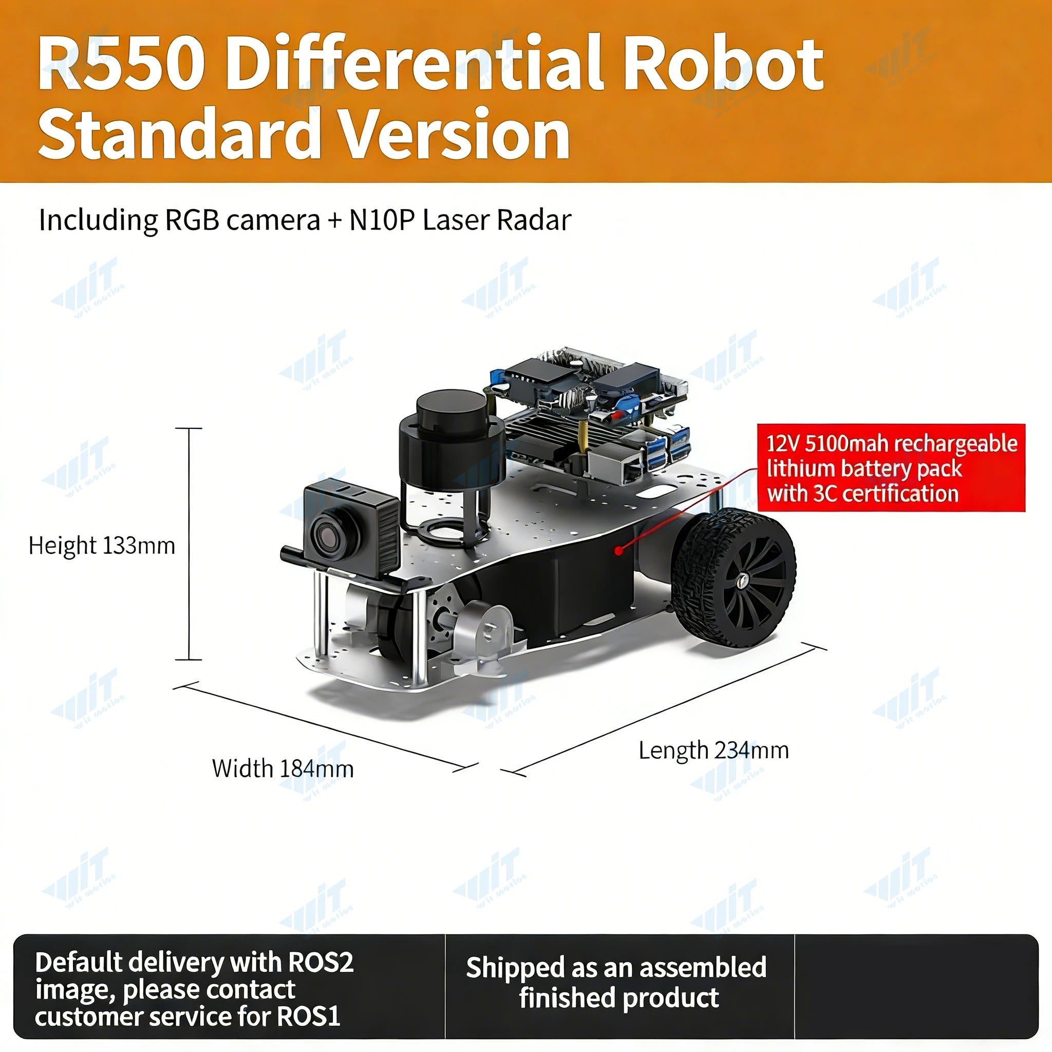 Raspberry Pi 5 R550 smart Robot Car ROS2 3D Depth vision LiDAR navigation Ackermann Differential Drive Mecanum Wheel AI Robot