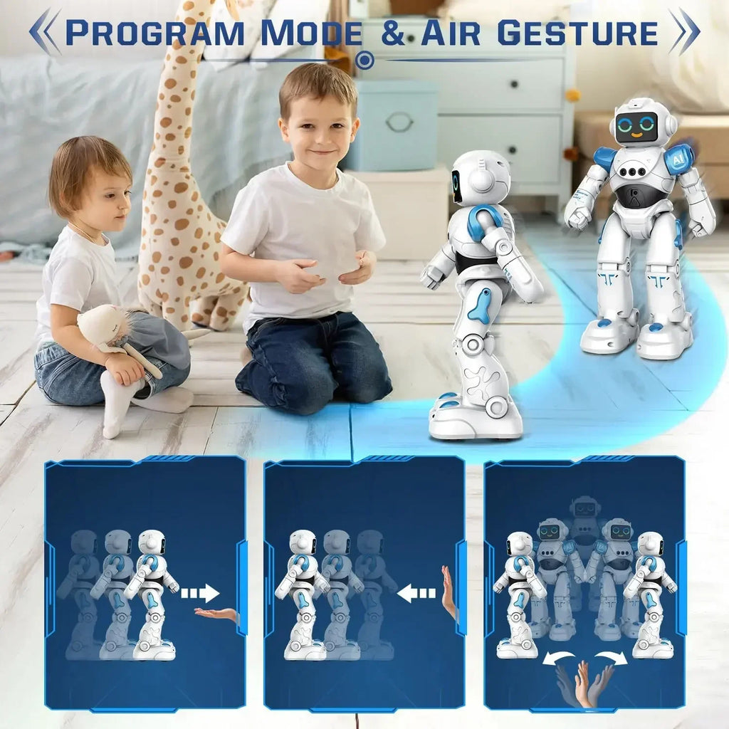 RC Robot Toy Gift for Kids Smart Talking Voice Remote Control Robot Gesture Sensing Emo Robot Toy Boys Girls