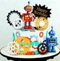 Robot Cake Toppers for Boys Robot Birthday Cake Topper Gear Happy Birthday Robot Cake Cupcake Decorations Robot Birthday Party