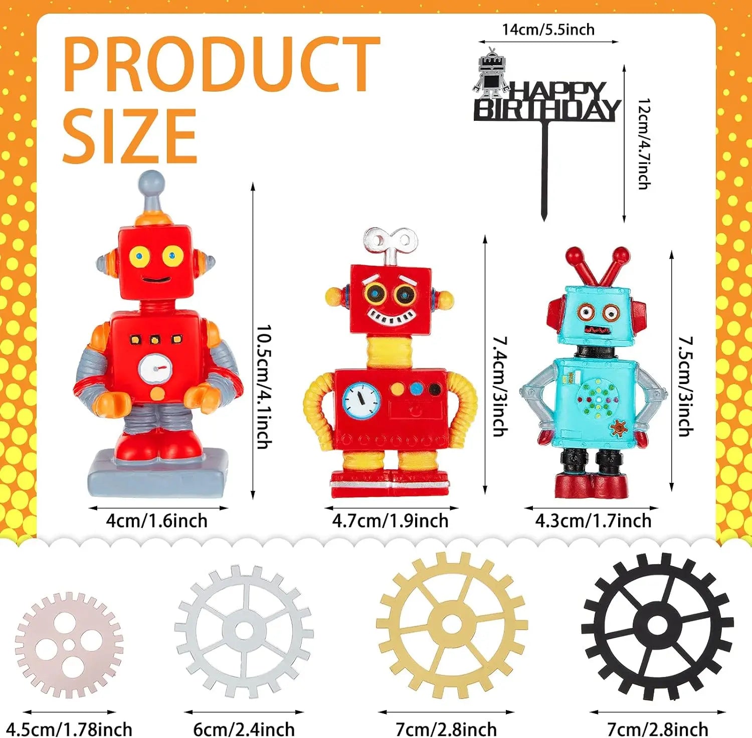 Robot Cake Toppers for Boys Robot Birthday Cake Topper Gear Happy Birthday Robot Cake Cupcake Decorations Robot Birthday Party