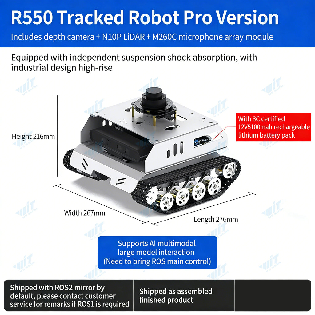 Raspberry Pi 5 R550 smart Robot Car ROS2 3D Depth vision LiDAR navigation Ackermann Differential Drive Mecanum Wheel AI Robot