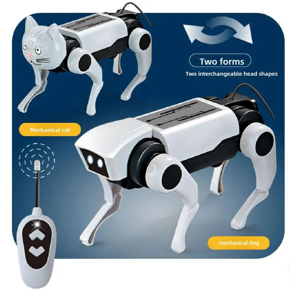 2 In 1 DIY Remote Control Robot Toy Assembling Mechanical Dog or Cat Animals Educational Toys Smart Robot Toy Gift for Children