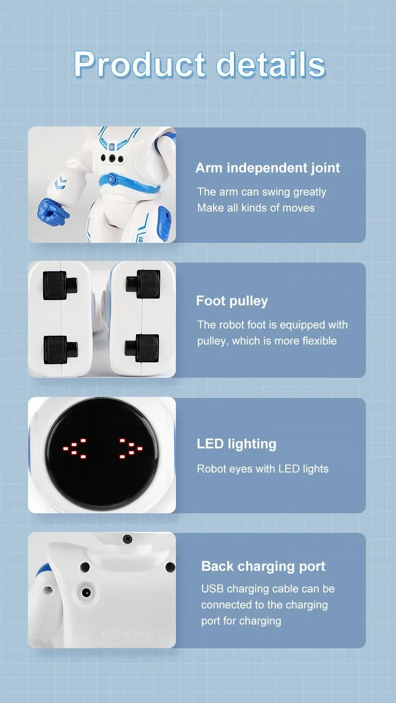 Smart Robot Toy with Gesture & Touch Sensing, Programmable Remote Control Space Robot