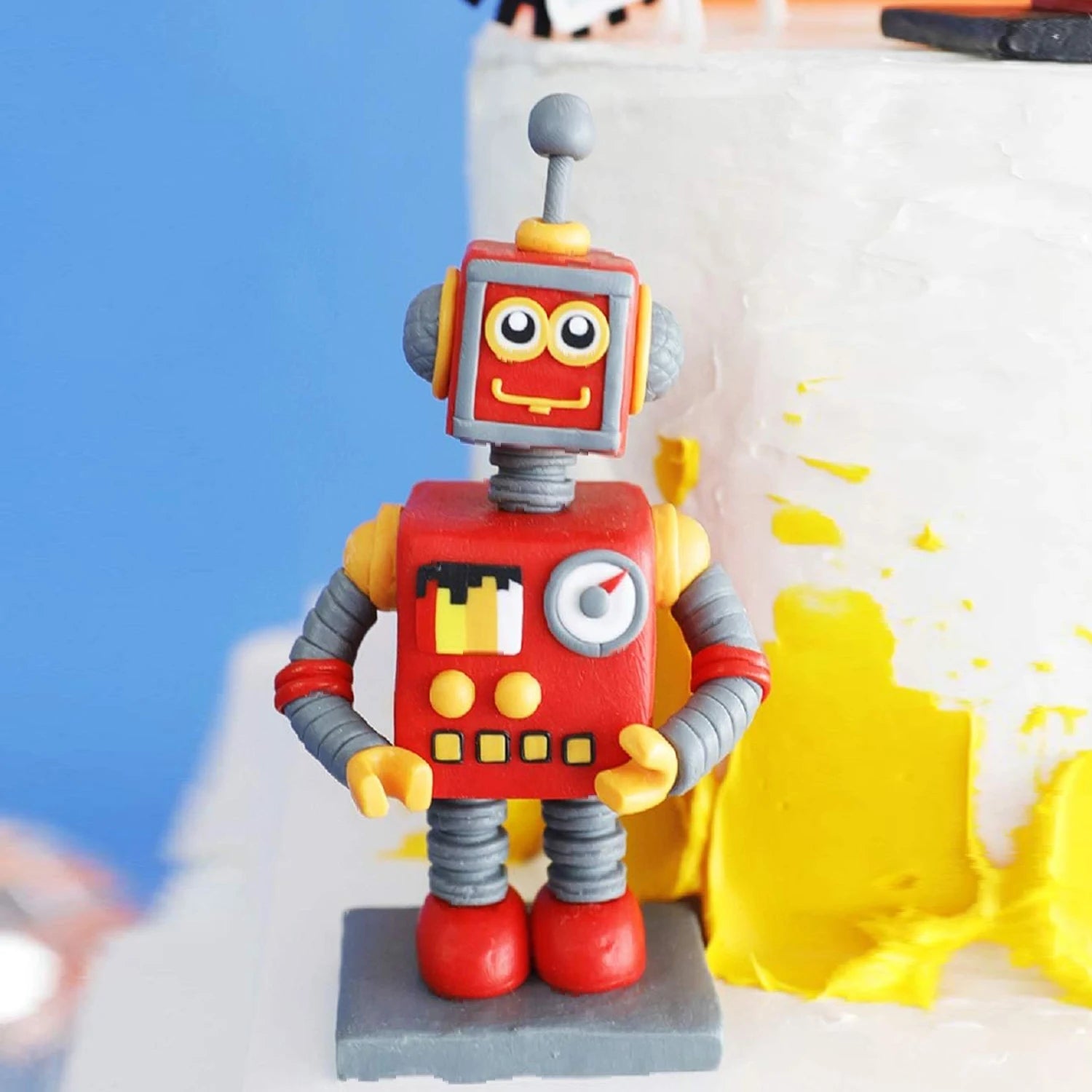 Robot Cake Toppers for Boys Robot Birthday Cake Topper Gear Happy Birthday Robot Cake Cupcake Decorations Robot Birthday Party