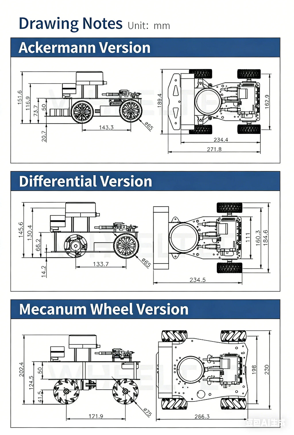 Raspberry Pi 5 R550 smart Robot Car ROS2 3D Depth vision LiDAR navigation Ackermann Differential Drive Mecanum Wheel AI Robot