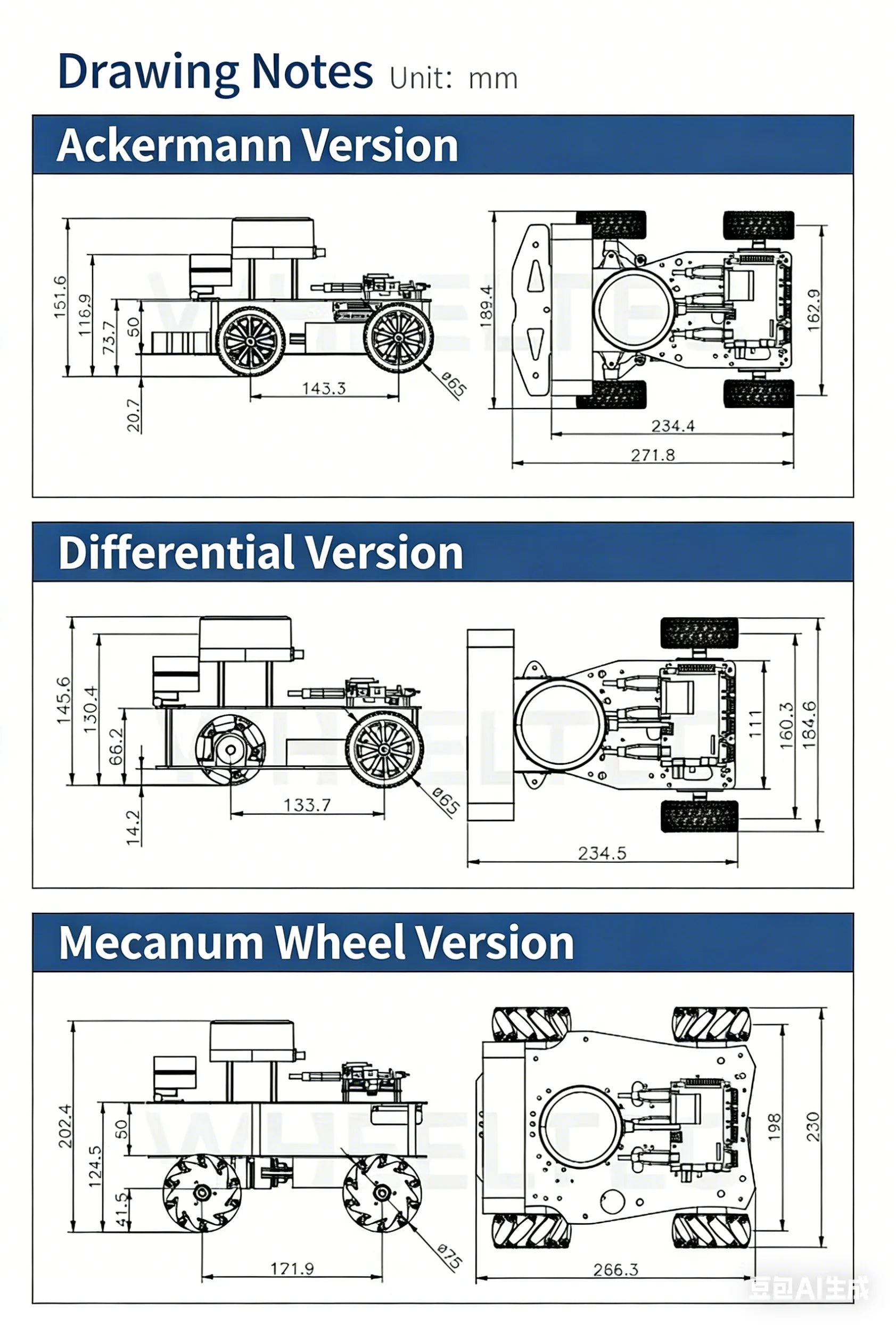 Raspberry Pi 5 R550 smart Robot Car ROS2 3D Depth vision LiDAR navigation Ackermann Differential Drive Mecanum Wheel AI Robot