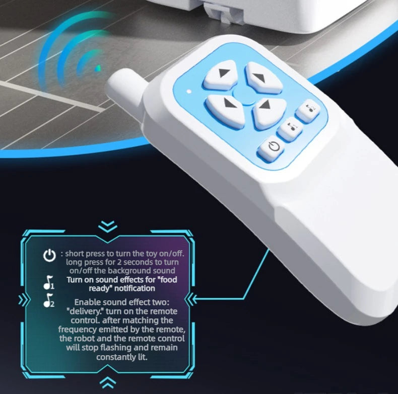 Food Delivery Robot Toy with Light & Sound Remote-controlled Car Parent-Child Interactive Food Delivery Machine Creative Gift