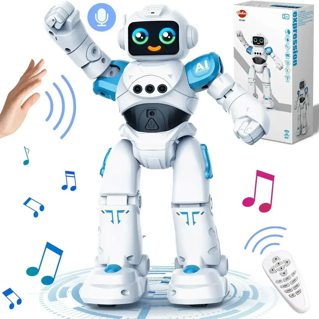 RC Robot Toy Gift for Kids Smart Talking Voice Remote Control Robot Gesture Sensing Emo Robot Toy Boys Girls
