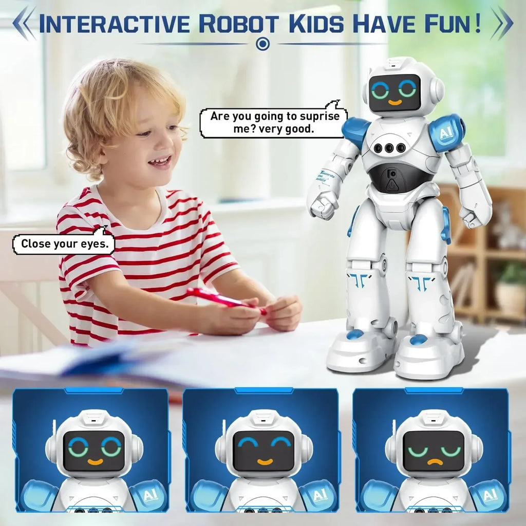 RC Robot Toy Gift for Kids Smart Talking Voice Remote Control Robot Gesture Sensing Emo Robot Toy Boys Girls