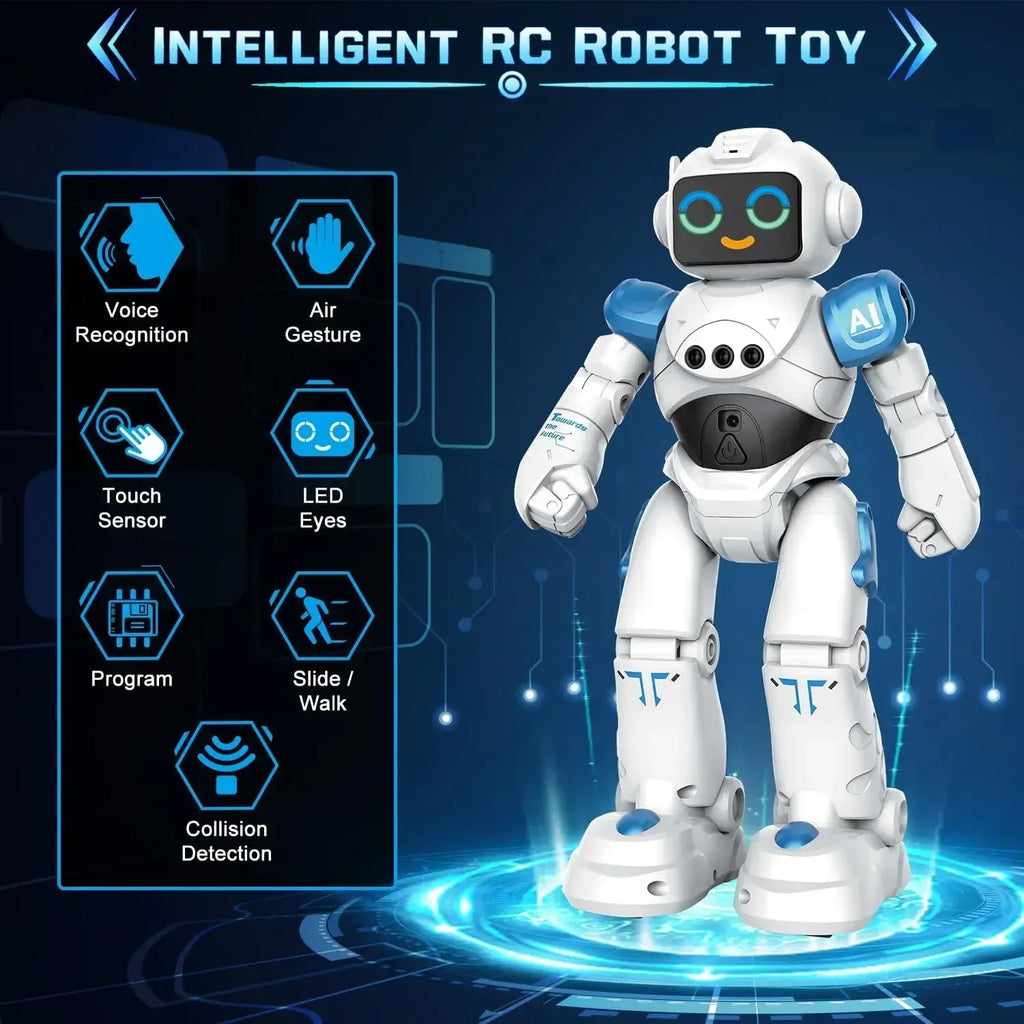 RC Robot Toy Gift for Kids Smart Talking Voice Remote Control Robot Gesture Sensing Emo Robot Toy Boys Girls