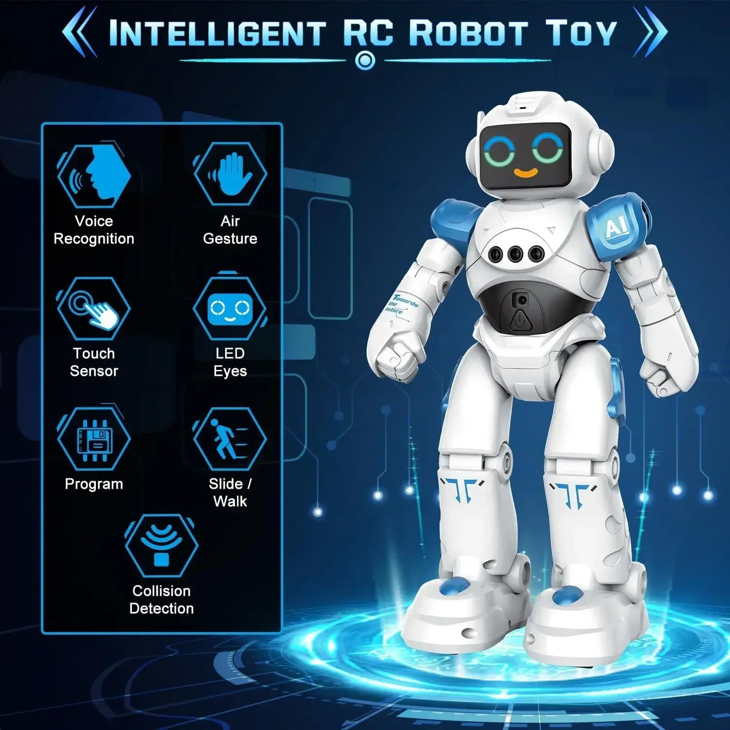 RC Robot Toy Gift for Kids Smart Talking Voice Remote Control Robot Gesture Sensing Emo Robot Toy Boys Girls
