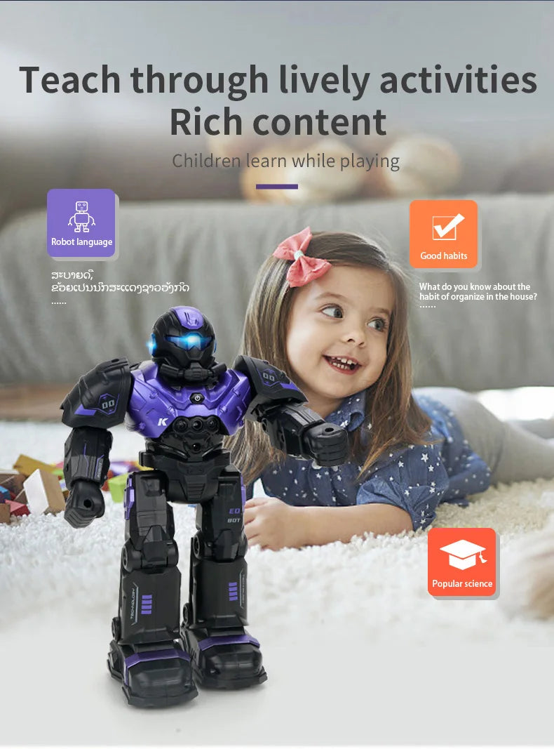 Rc Robot Intelligent Samrt Infrared Sensor Emo Robo Dance 2.4G Programming Remote Control Robot Toys for Kids Boys Girls Gift