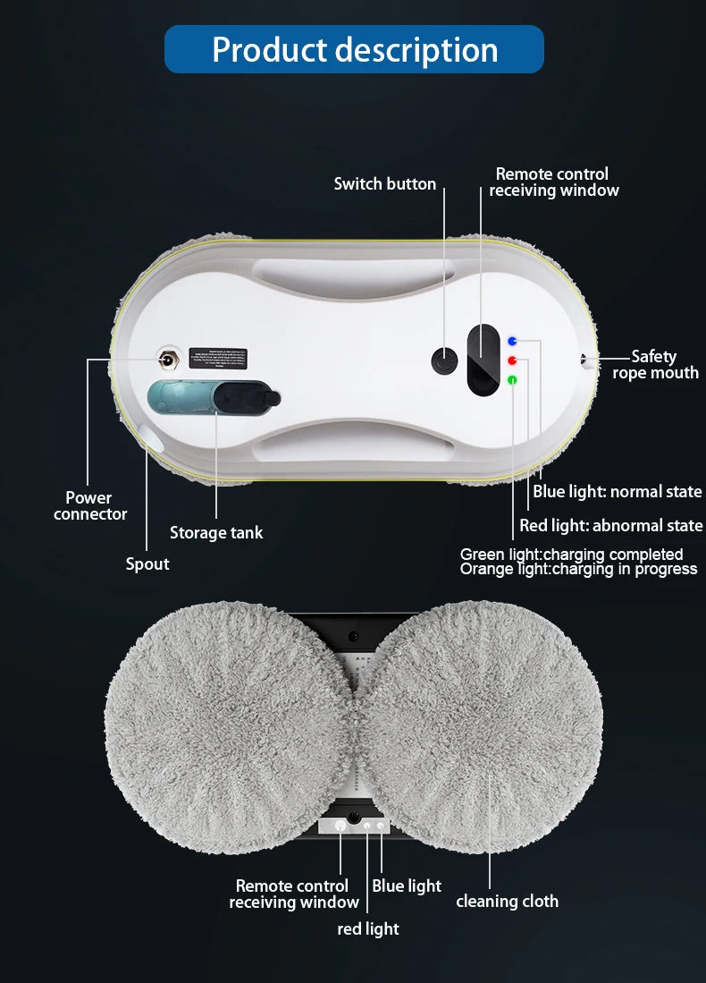 window cleaner robot, windows cleaner robot limabean, robot vacuum cleaner, support water spray automatically
