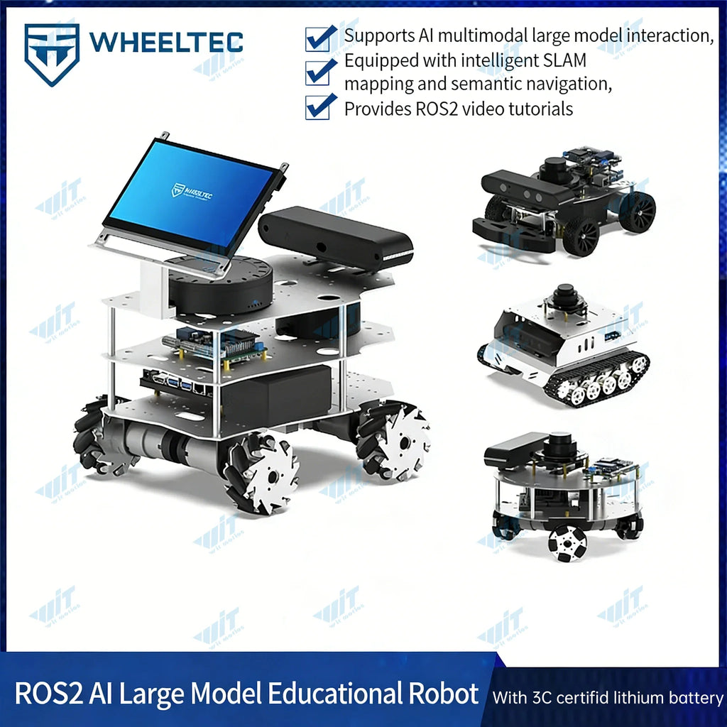 Raspberry Pi 5 R550 smart Robot Car ROS2 3D Depth vision LiDAR navigation Ackermann Differential Drive Mecanum Wheel AI Robot