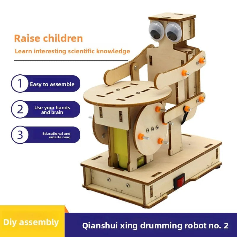 DIY Drumming Robot children's science and education experimental toys, hand-assembled models, science and education toys