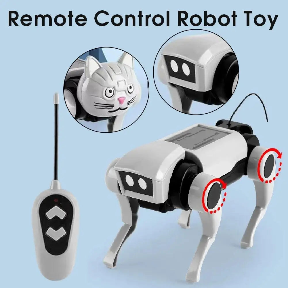 2 In 1 DIY Remote Control Robot Toy Assembling Mechanical Dog or Cat Animals Educational Toys Smart Robot Toy Gift for Children